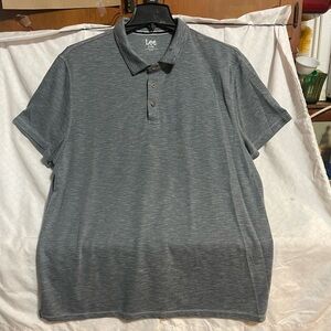 Lee Polo Shirt Men's 2XL Golf Sport Knit Active Reg Fit Logo Collared gray